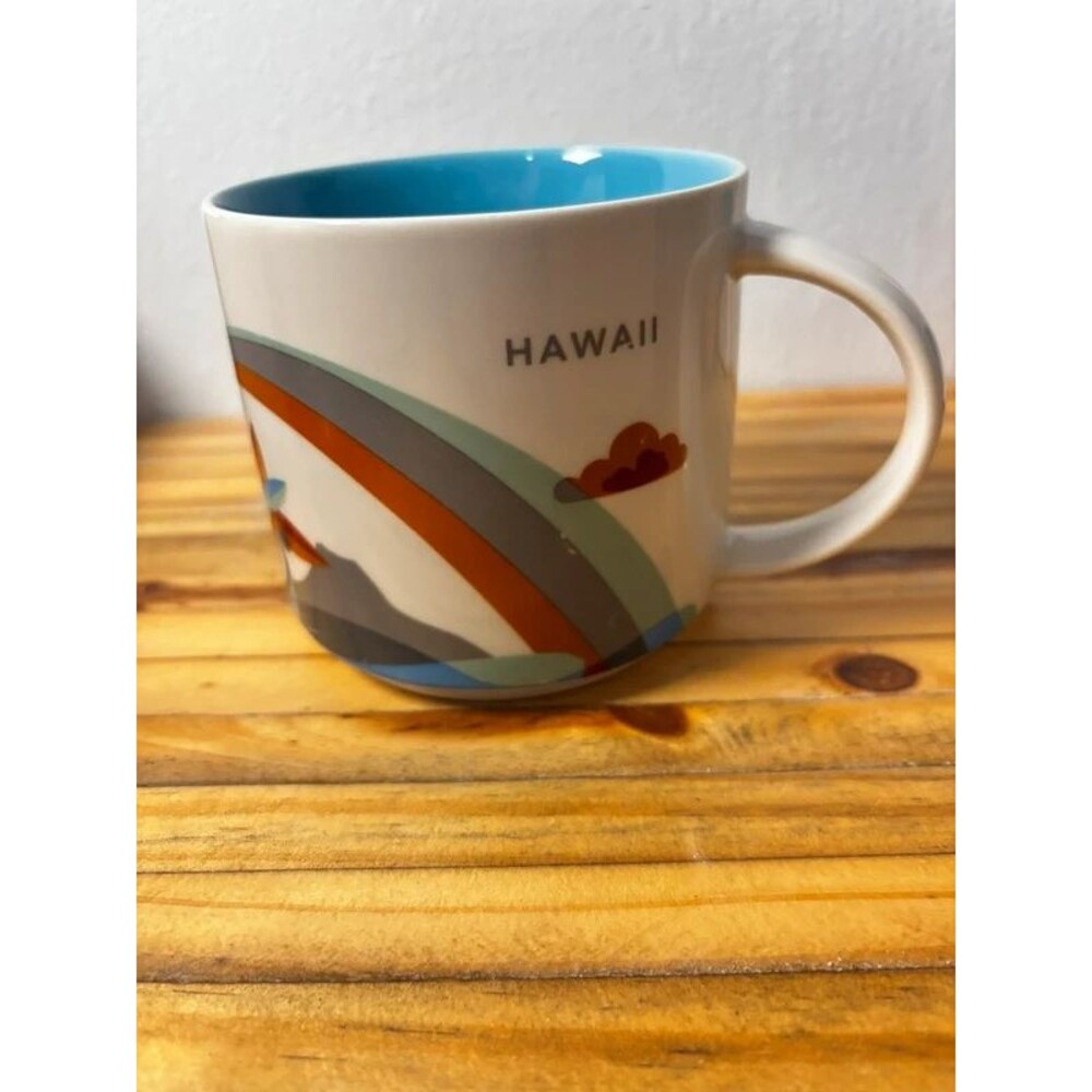 Starbucks Coffee Mug 14oz White Hawaii You Are Here Collection Rainbow Ceramic